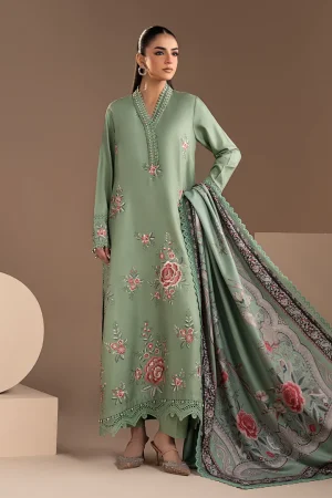 3 Piece Embroidered Twill Linen Suit MPS 2808A By Maria B