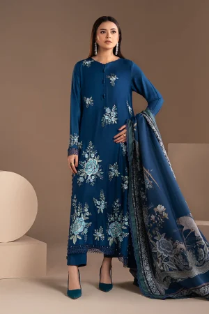 3 Piece Embroidered Twill Linen Suit MPS 2808 B By Maria B