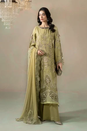 3 Piece Embroidered Raw Silk Suit WFS 09 08 By Maria B