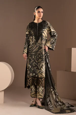 3 Piece Embroidered Linen Suit MPS 2809 A By Maria B