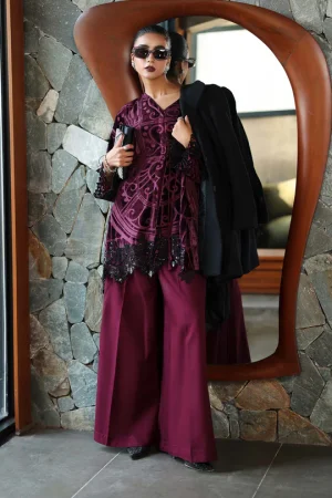 3 Piece Embroidered Palachi Suit DW W25 12 By Maria B