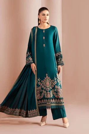3 Piece Embroidered Marina Suit DW-W25-36 Teal