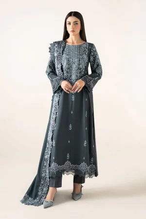 3 Piece Embroidered Karandi Suit DW W25 47 By Maria B