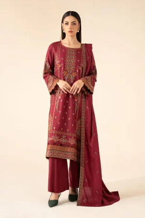 3 Piece Embroidered Linen Suit DW W25 76 By Maria B