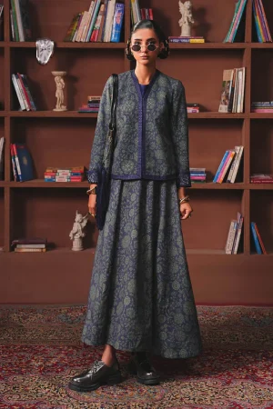 Embroidered Pk Raw Silk Skirt Set DW W25 82 By Maria B