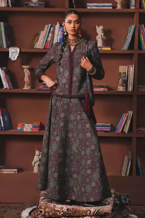 Embroidered Pk Raw Silk Skirt Set DW W25 82 By Maria B