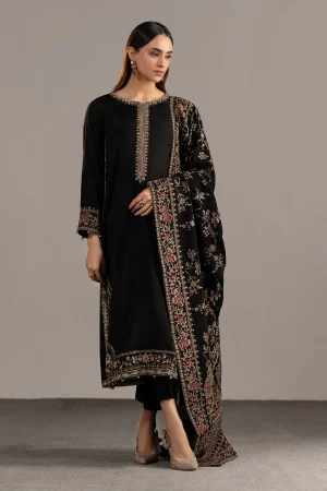 3 Piece Embroidered Raw Silk Suit SF W24 20R1 By Maria B