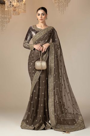 Embroidered Net Saree SF W25 04 By Maria B