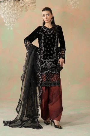 3 Piece Embroidered Velvet Suit SF W25 33 By Maria B