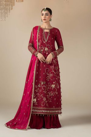 3 Piece Embroidered Jacquard Suit SF W25 50 By Maria B