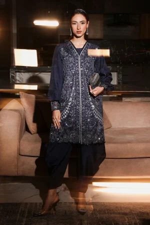 3 Piece Embroidered Raw Silk Suit SF W25 45  By Maria B